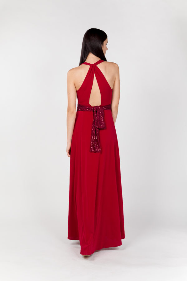 vestido largo rojo espalda
