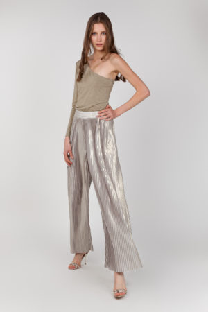 pantalon plisado brillante frontal
